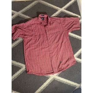 Vintage Burberry Shirt Button Down Large Red L Made in USA 90s London Designer